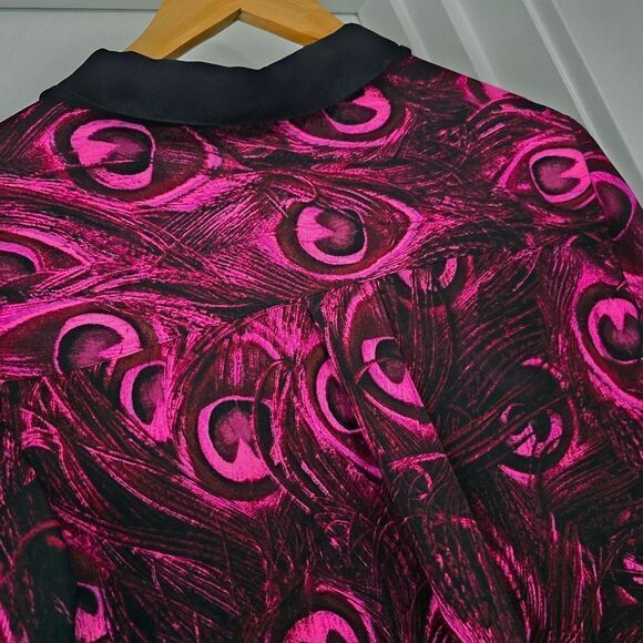 Michael Kors Peocock Georgette Button Down Blouse in Hot Pink - Picture 7 of 9